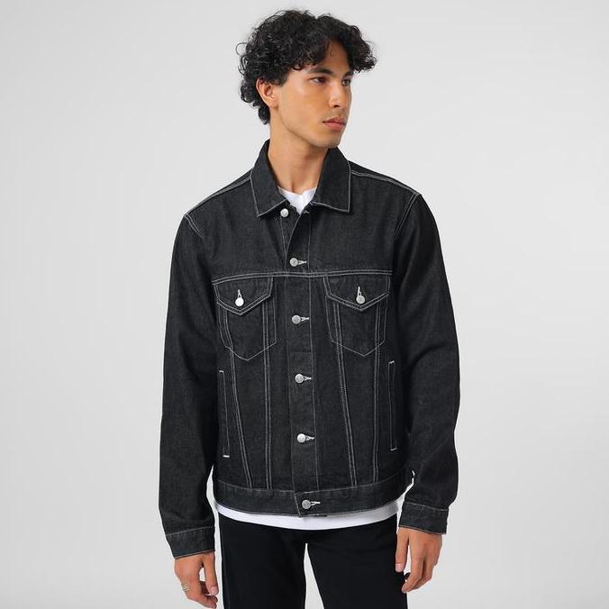 Mild.stander - EDWIN JEANS - Jacket Denim Trucker Relaxed Fit Black Rinsed