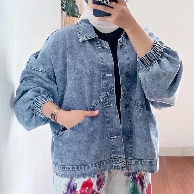 Mild.stander - Jaket Jeans Wanita Oversize Jaket Levis Vintage Kekinian Korean Style Denim