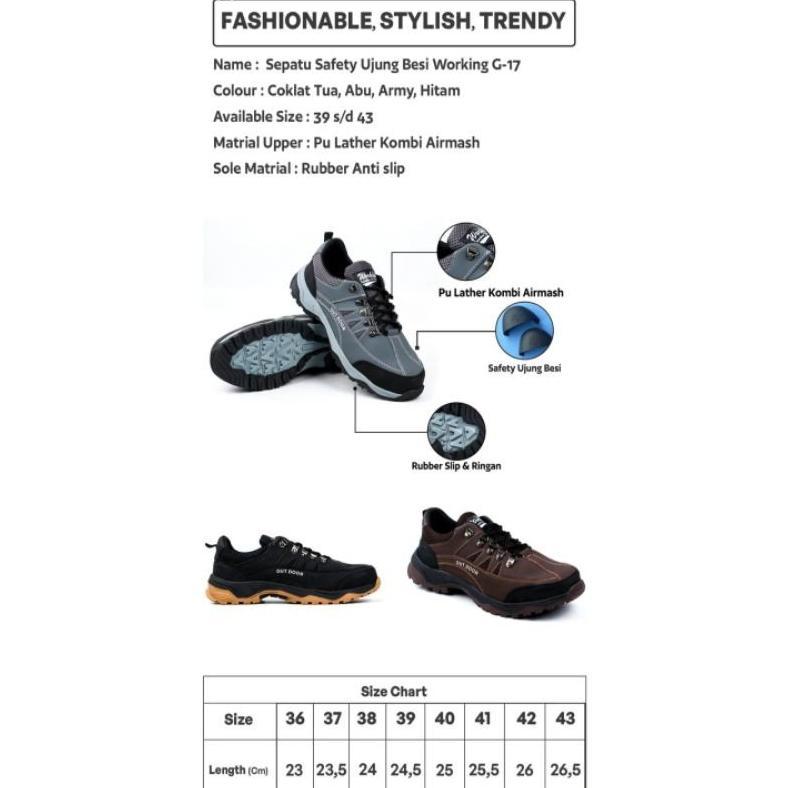 NEW Sepatu Pria Outdoor Adventure Gunung Ujung Besi Kasual Adventure Fashion Working G 17 Size 39-43