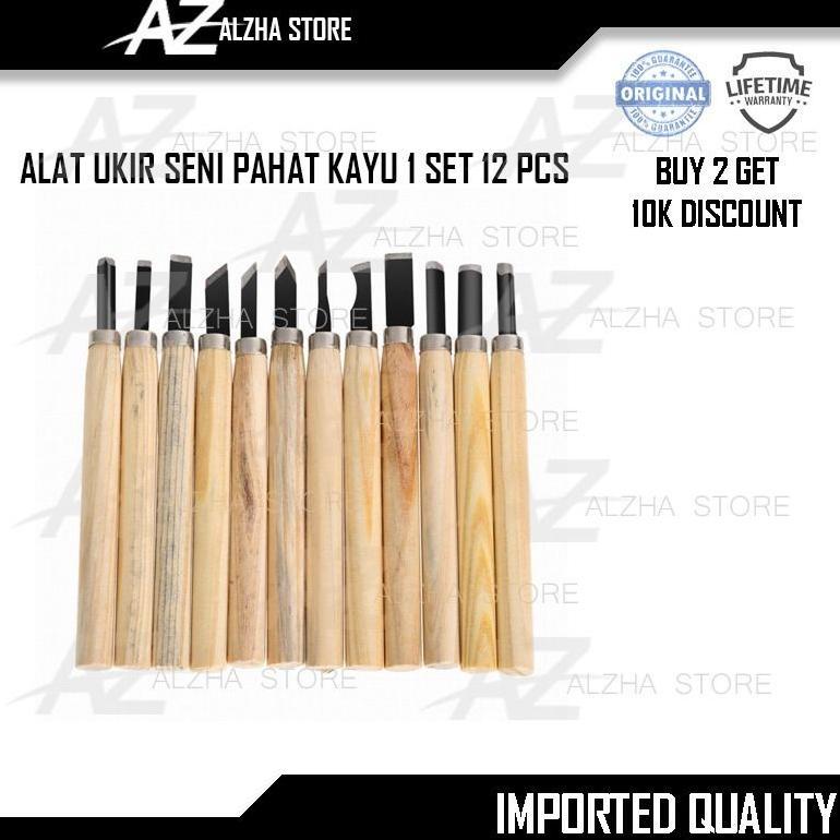[Best Quality] Alat Ukir Seni Pahat Kayu 1 Set 12 Pcs