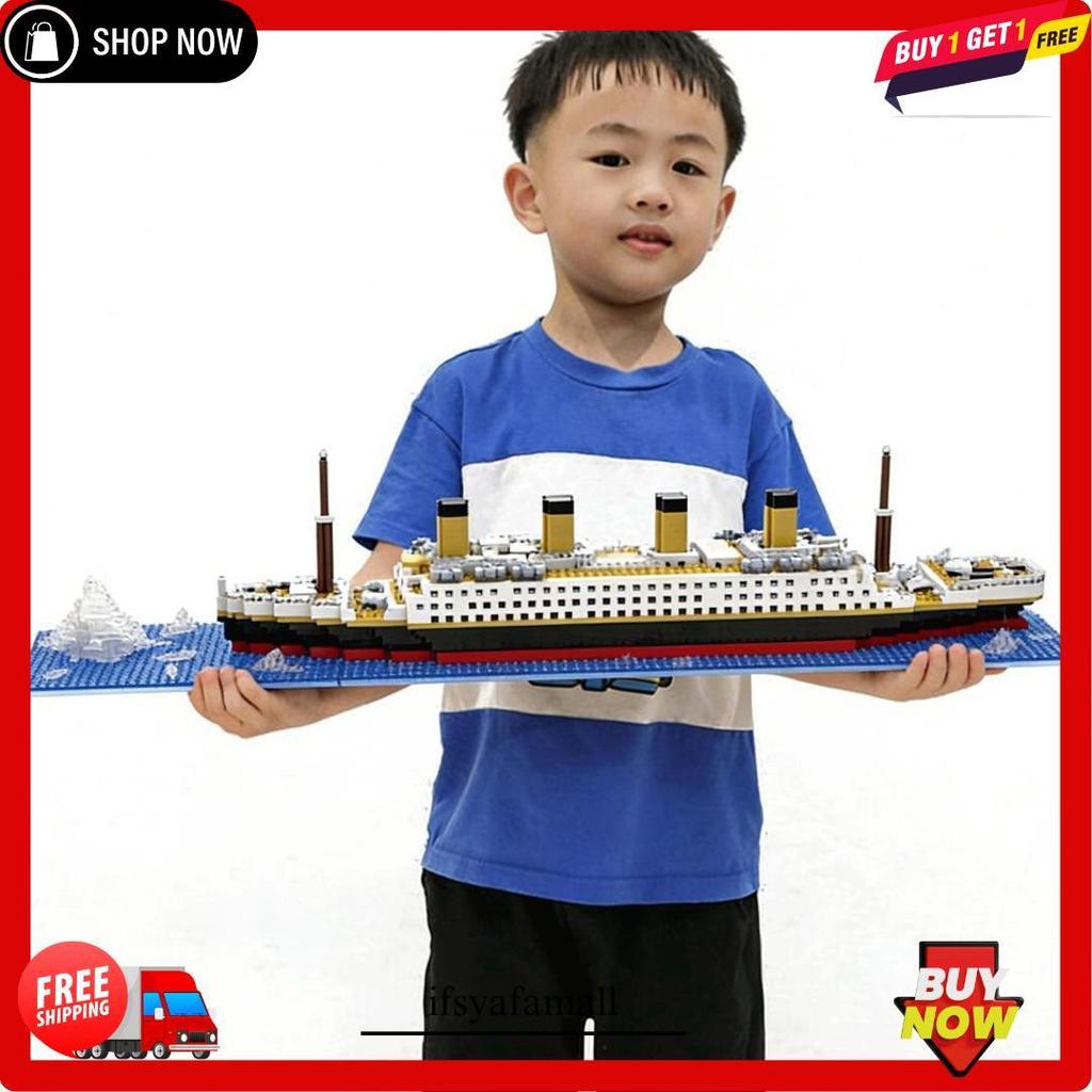 Surabaya Titanic 56Cm Mainan Blok Model 3D Puzzle 1878Pcs Besar Warship Mainan Anak Laki Laki Sedang