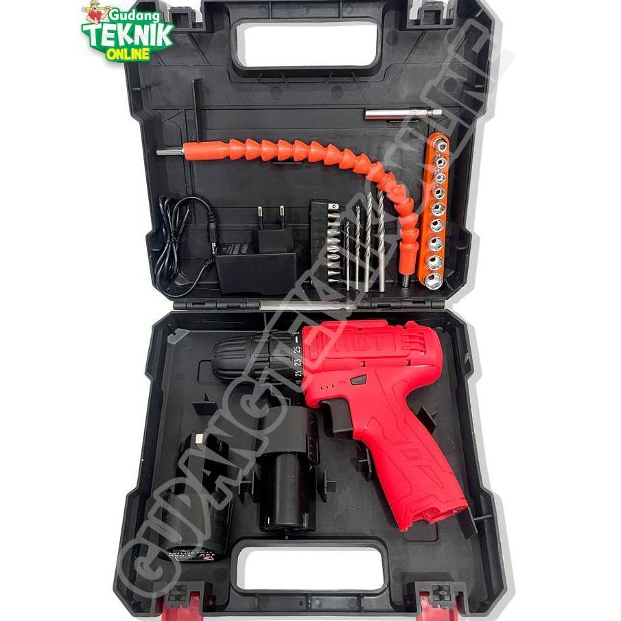 TERAR Mesin Bor CORDLESS 10mm HDT CDD405 12V / Mesin Bor Tangan BATTERY BATERAI 10 mm Bor Kayu Besi 