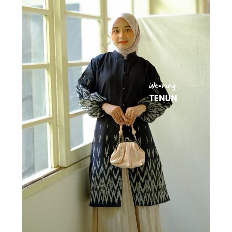 Hot Sale Tunik Cesila Batik Tenun Wanita Ethnic Baju Wanita, Blouse Tenun Wanita, Atasan Batik, Baju