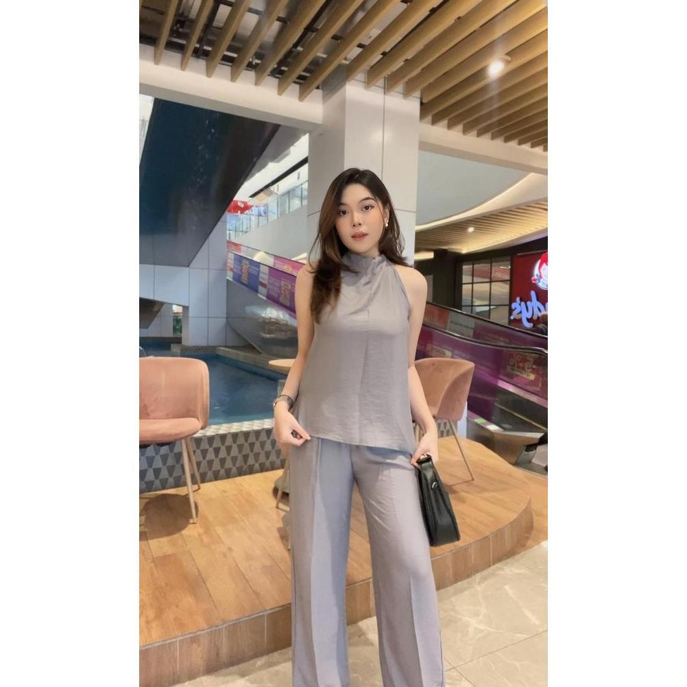 Murah !!! New Gny One Set - Setelan Korean Atasan Dan Bawahan Wanita - Top Baju Wanita Dengan Tali &