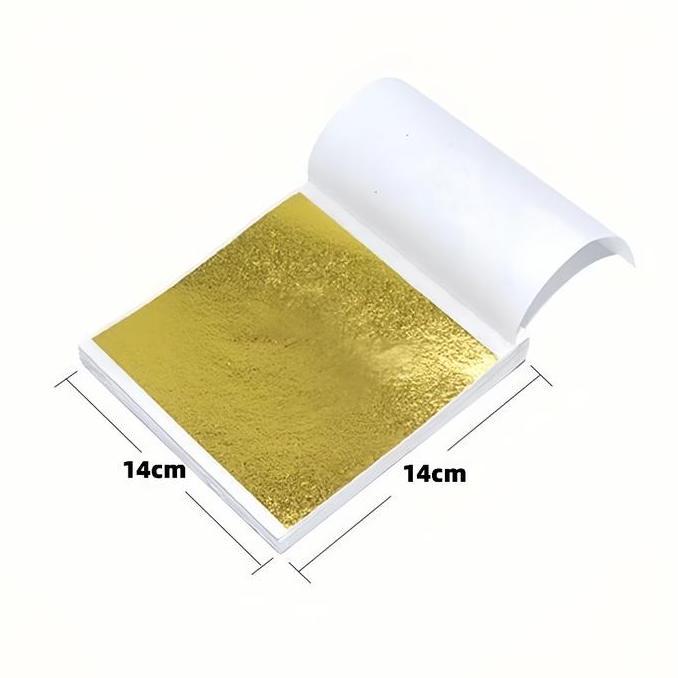 GARAVAR 100pcs Gold Leaf / Kertas Gold Foil Leaf Gilding Gold / Flakes Foil Kertas Foil Emas