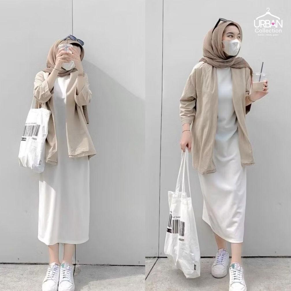 Promo Inner Dress Rayon Twill Premium Tali Pinggang / Inner Tanpa Lengan Jumbo / Manset Dress Span