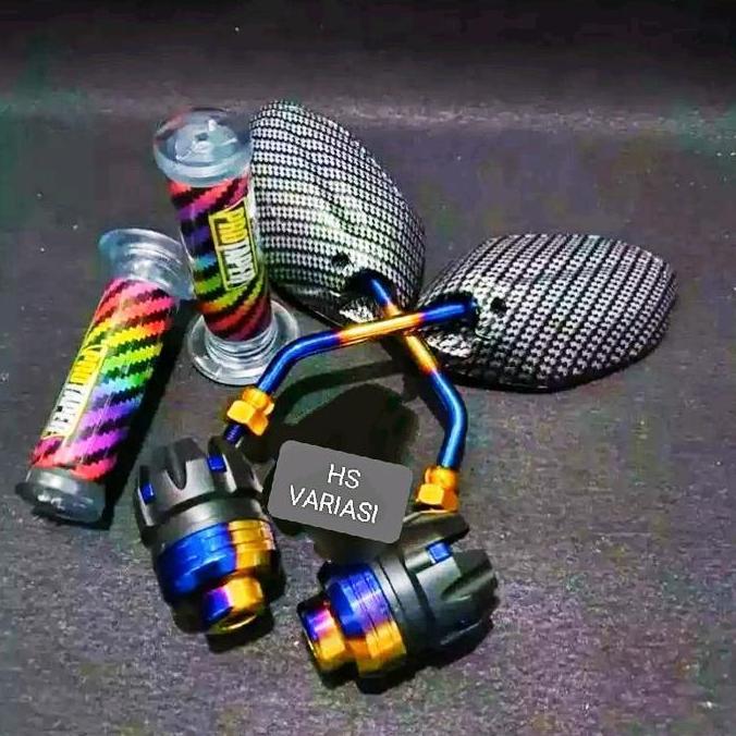 Paket 4 Variasi Thailand Twotone Spion Beat Mini Twotone+Hangrip Pelangi+Jalu As Twotone+Tutup Tabun