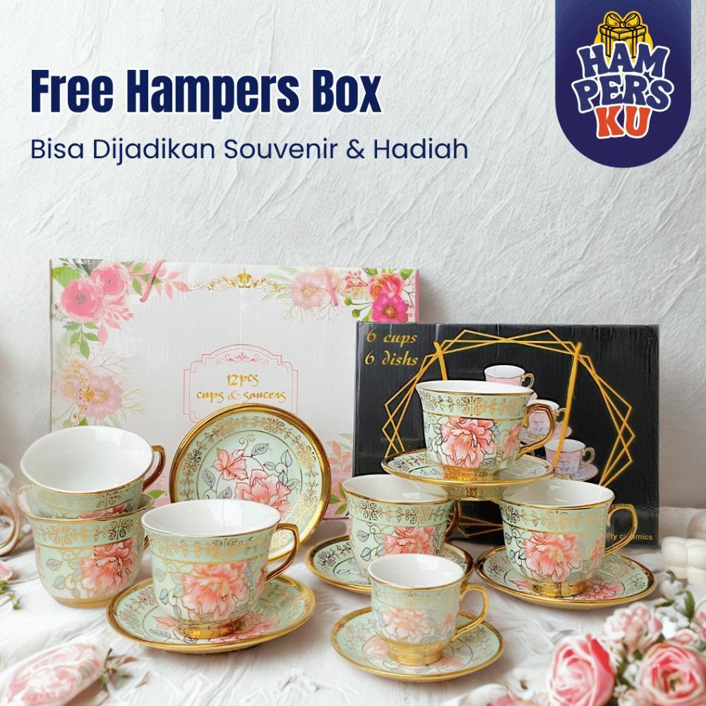 Free Ongkir Paket Eropa Xl Cangkir Keramik + Piring Lepek Tatakan Besar Set 6 In 1 Tea Cup Teh Kopi 