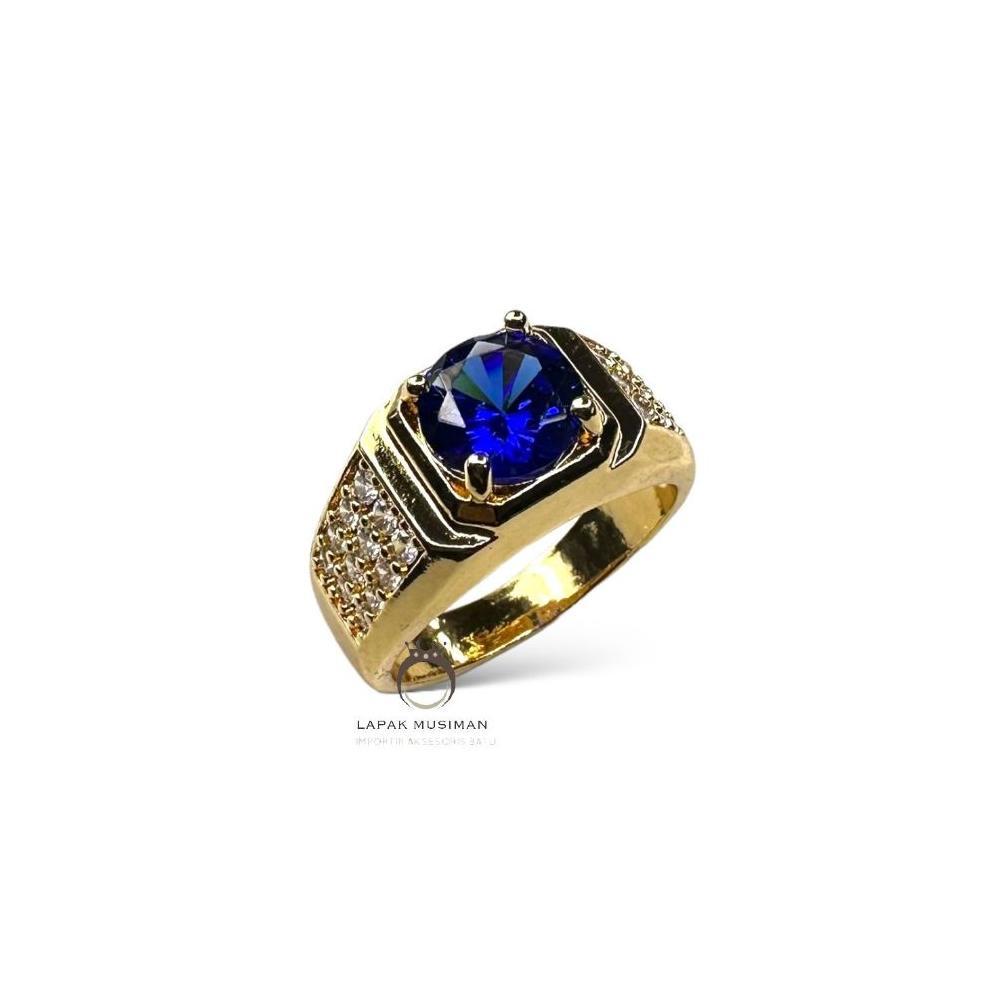 Value Pack Cincin Pria Warna Kuning Emas Diamond Ruby King Saphire
