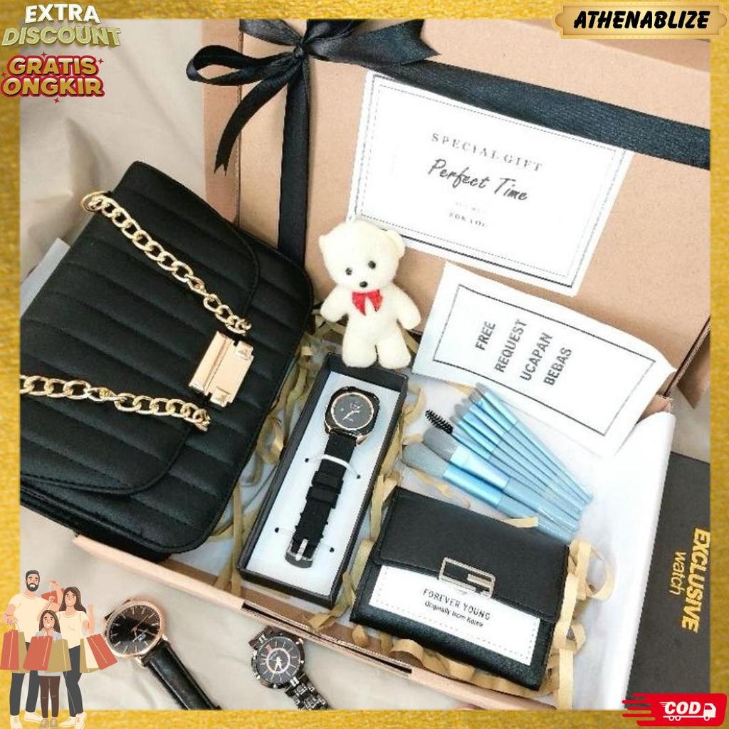 Terbaru!!! Hampers Gift Box Cewek / Wanita Exclusive Untuk Kado / Hadiah Isi Jam Tangan || Tas || Do