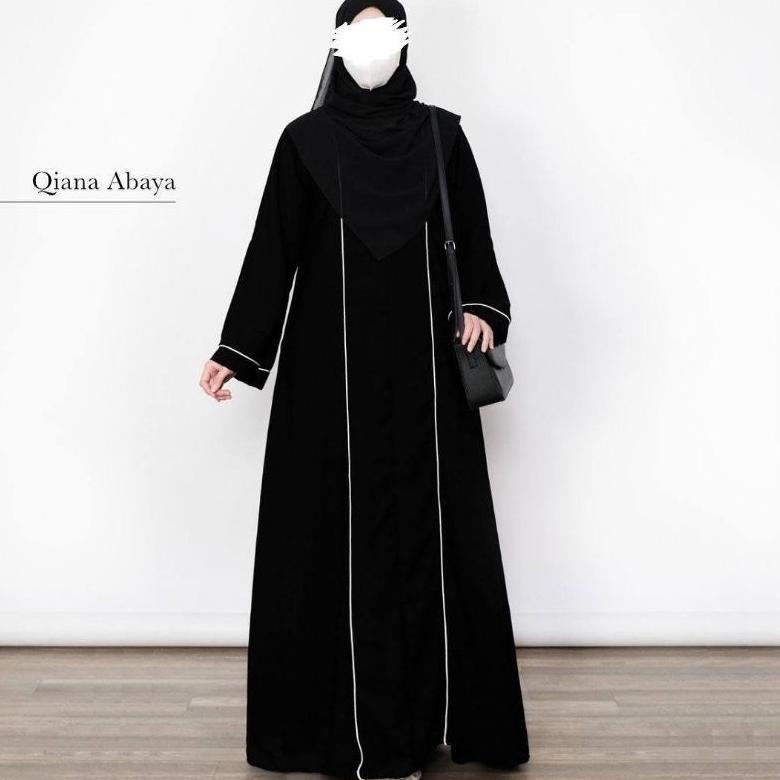 ORIGINAL HWM- ABAYA HILMA PREMIUM GAMIS ARAB MUSLIMAH GAMIS HITAM SIMPLE CRINKLE AIRFLOW LIS PUTIH D