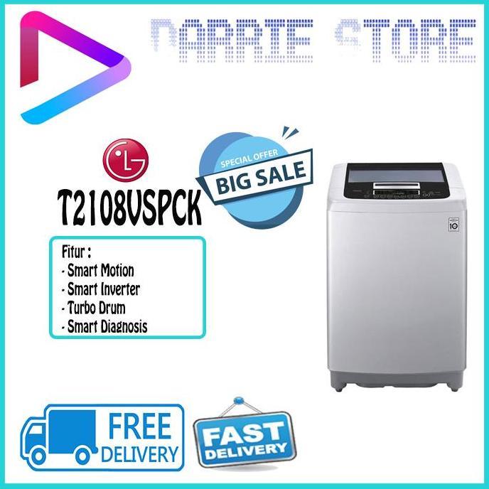 LG T2108VSPCK MESIN CUCI TOP LOADING 8 KG TURBO DRUM T2108 2108VSPCK