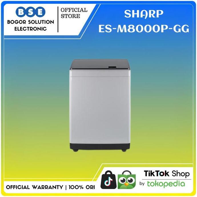 Sharp Mesin Cuci  ES-M8000P-GG Top Loading 8 Kg Sharp Mesin Cuci 1 Tabung ESM8000PGG