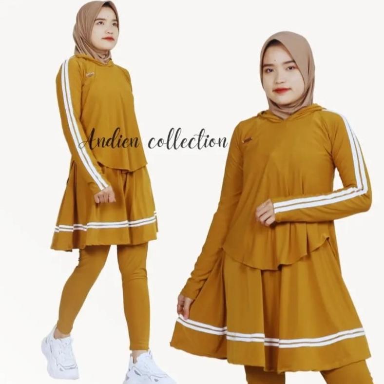 Unik Sport Stelan Olahraga One Set Legging Rok Bahan Jersey/Baju Senam/Bersepeda/Badminton (Muat Bb 