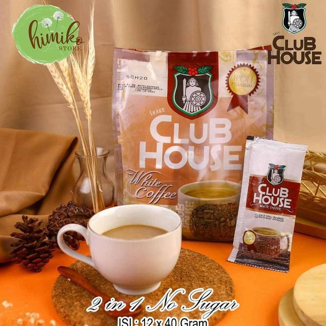 White Coffe Shake Club House Kopi Putih  2 in 1 Tanpa Gula 12 Sachet x 40 Gram Buatan Malaysia