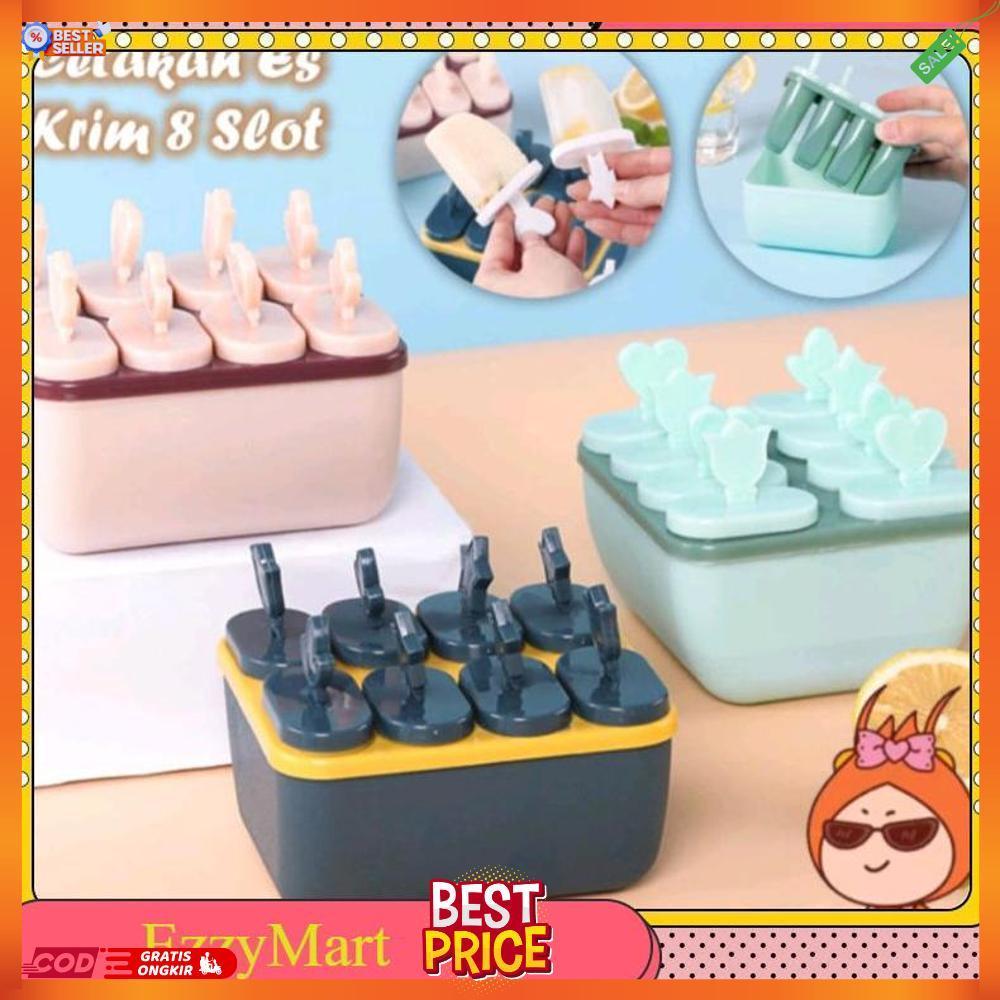 EzzyMart - G4 Cetakan ice cream / Cetakan es krim 8 slot  es loli DIY stik es krim / cetakan es batu