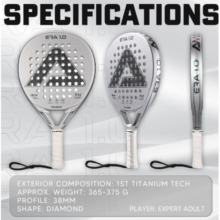 Raket Padel Amasport Era 1.0 Titanium Original 18K Carbon, Power Rebound