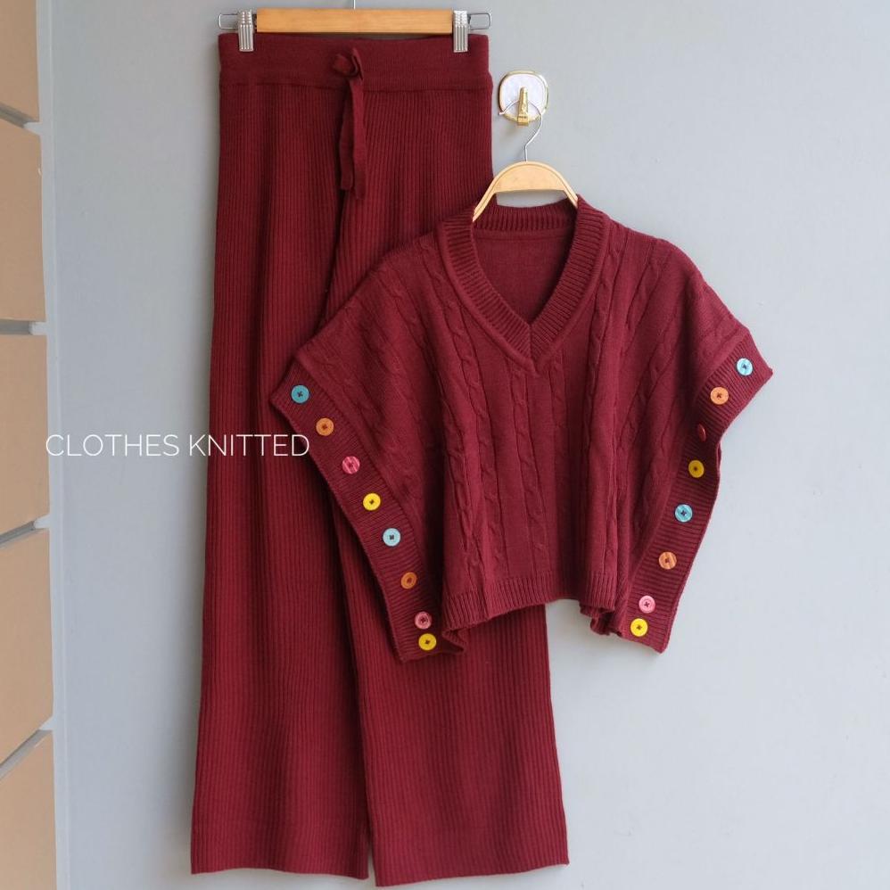 Berkualitas Oneset Rompi Rajut Setelan Celana Kulot Rajut