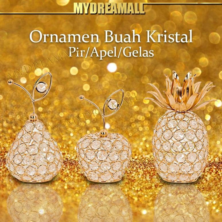 Terlaris [Termurah-Cod] Ornamen Hias Kristal Emas Perhiasan Kristal Pir / Nanas / Buah Perhiasan Kri