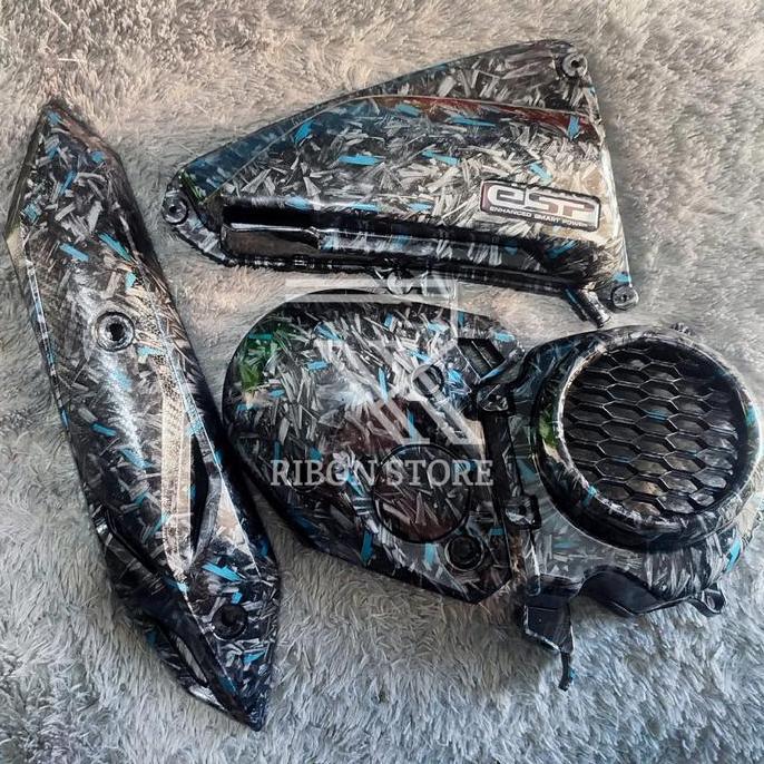 PAKET 4 ITEM BEAT NEW TAHUN 2020-2024 BEAT DELUXE BEAT STREET KARBON FORGED BIRU MOTORCYCLE SPAREPAR