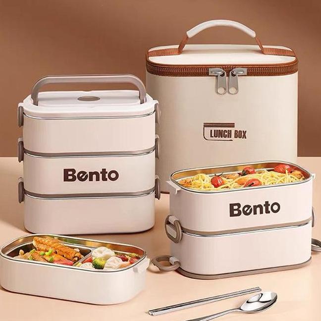 Kotak Makan Set Lunch Box Stainless Anti Tumpah Kotak Bekal Anak Tas Lunch Box Stainless Anti Tumpah