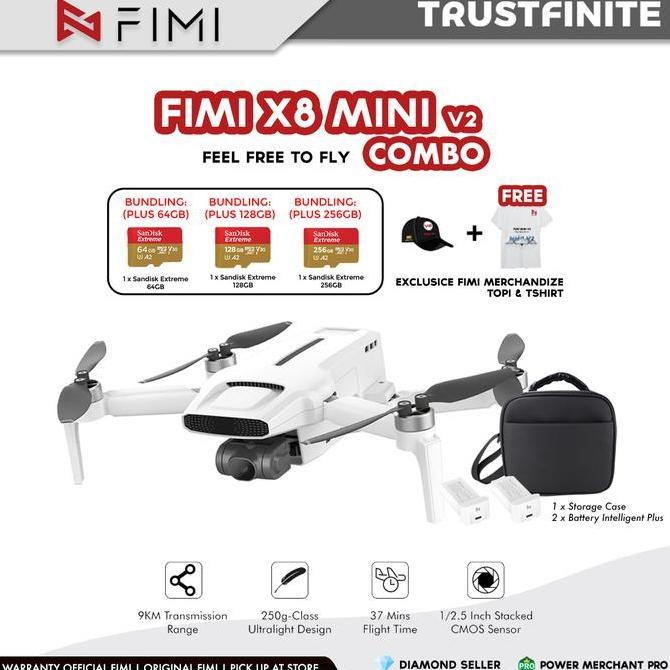 TERMURAH - FIMI X8 Mini V2 Plus Drone GPS 9KM 37Min Flight 4K 3-Axis Gimbal Resmi