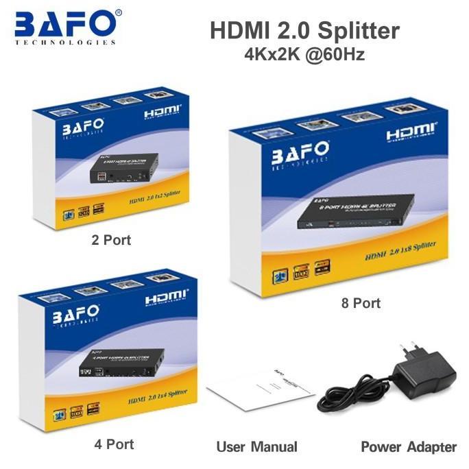 BEBAS ONGKIR - HDMI Splitter BAFO 2 Port / 4 Port / 8 Port Support 4K
