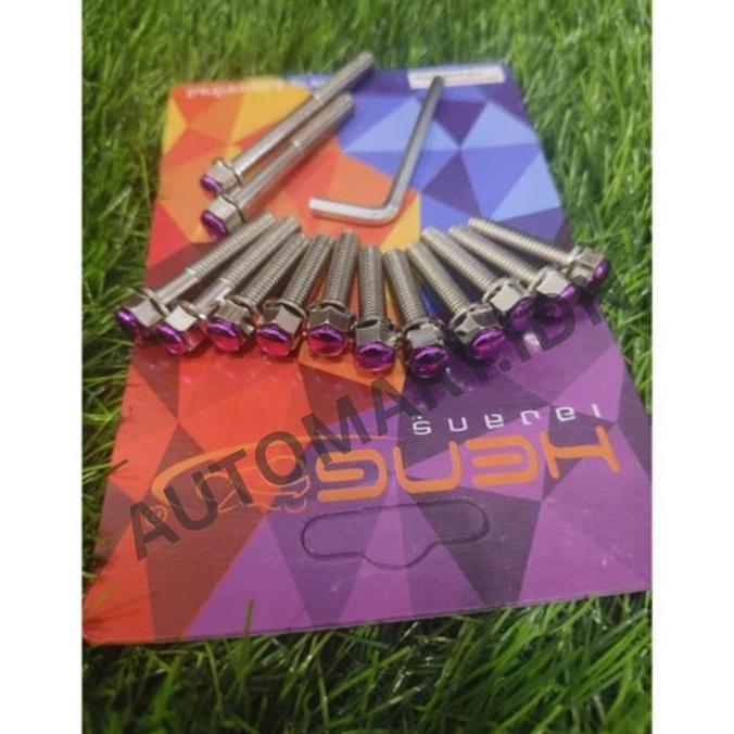 Baut 2 Kunci Chrome Bak Mesin CVT Beat Vario Mio Scoopy + Kancing Baut Warna Warni Variasi Motor Dis