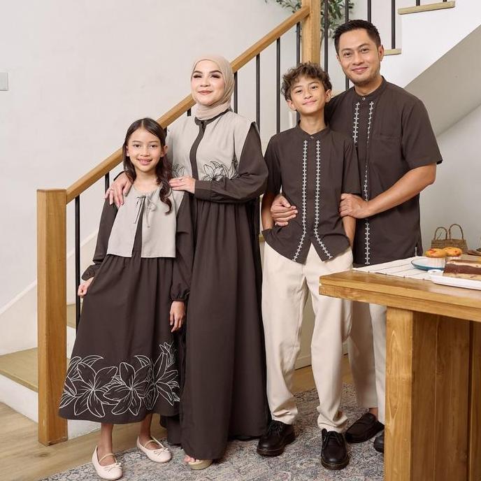 NEW ZM ZASKIA MECCA -SARIMBIT FAMILY SET - LILYA PUSPITA | GAMIS WANITA | KEMEJA KOKO PRIA ANAK ORI