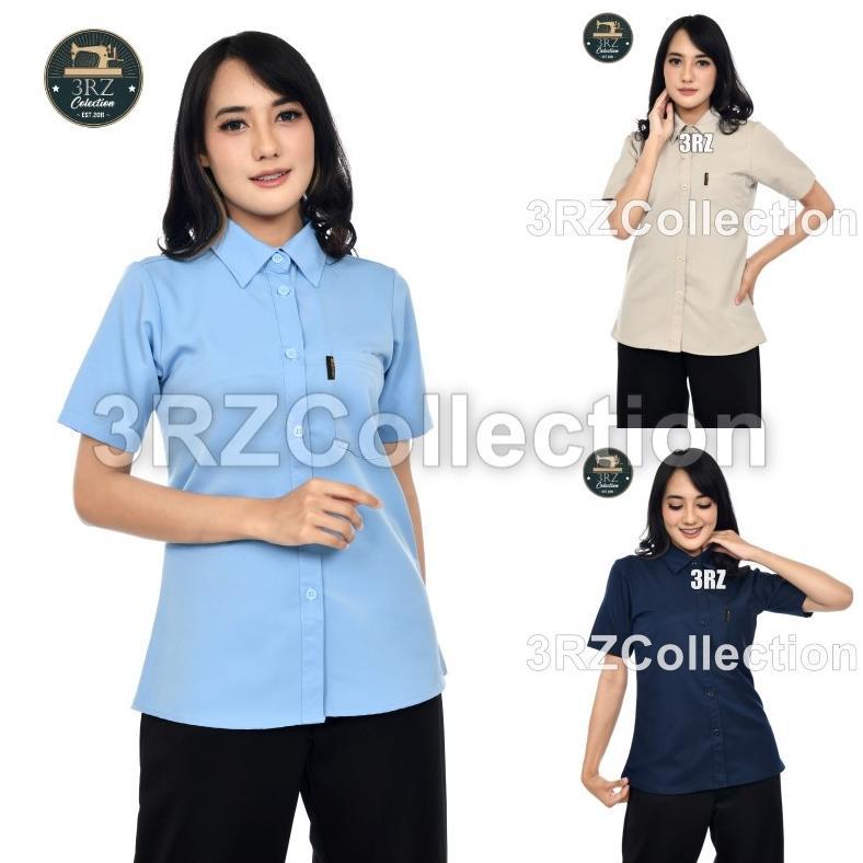 Terlaris Baju Kemeja Wanita Seragam Biru Muda Wanita Baju Karyawan Wanita Baju Kerja Pdh Wanita