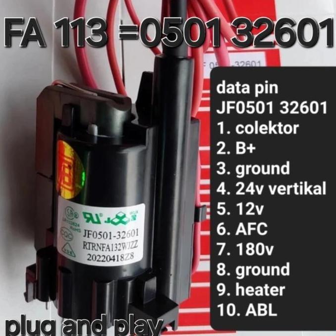( JF0501 32601 ) FLYBACK PLAYBACK TV SHARP 21 FA113WJ FA 113 FA113 WJ BSC24-2688S 2688 S BSC 24 2688
