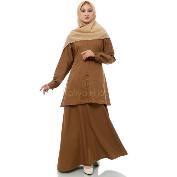 Mulus Setelan Seragam Pemda Toyobo Khaki Tua { Tunik & Rok } S-M-L-Xl- Xxl-Xxxl Jumboterbaru Setlan 