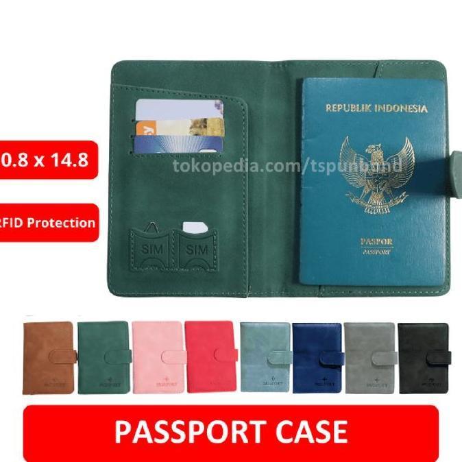 Passport Cover Wallet RFID - Cover Passport Anti RFID - RFID Passport Cover - Case Paspor Kulit