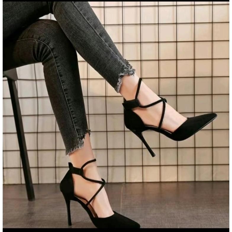 New Sandal Heels Wanita Kekinian Si05//Heels Bertali 9Cm//High Heels Wanita Terbaru