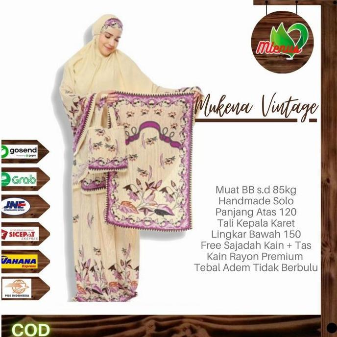 Mukena Premium Dewasa Rukuh Sholat Batik Vintage Travel Kain Katun Rayon Halus Adem Tidak Terawang H