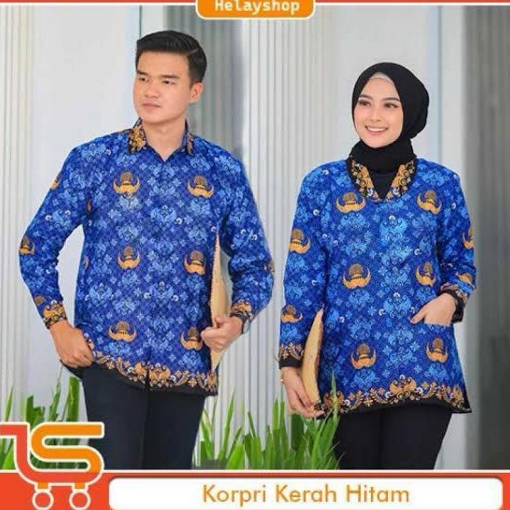 Tahan Lama Sragam Korpri Pira Dan Wanita,Korpri Terbaru 2026,Kerah Hitam