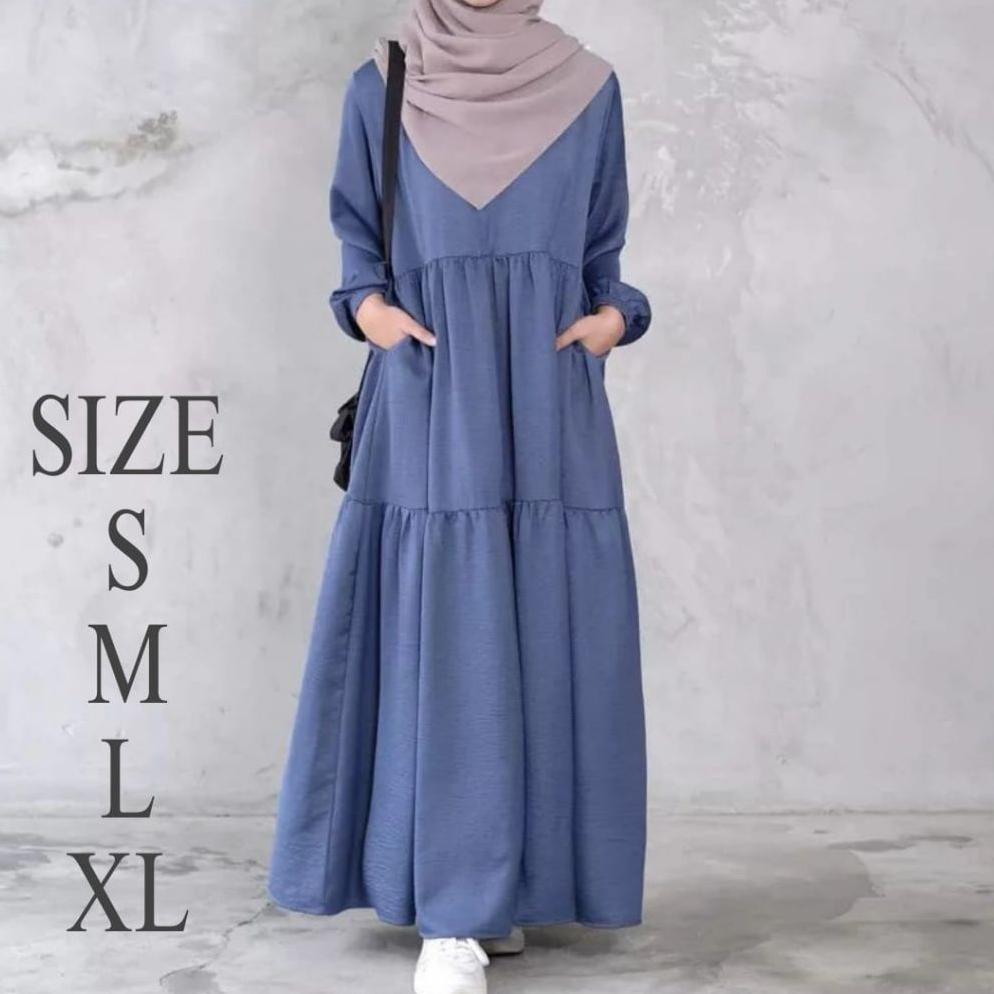 Hot Sale Gamis Serut Mat Crincle  Remaja Kekinian Terbaru Gamis Dress Remaja/Lebaran Kekinian Gamis 