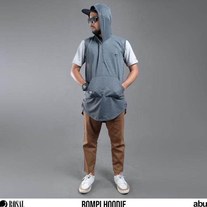 Rompi Hoodie ROSAL Abu - Rompi Sholat Pria Bahan Baby Terry Tebal Hangat Nyaman Praktis Size M-3XL