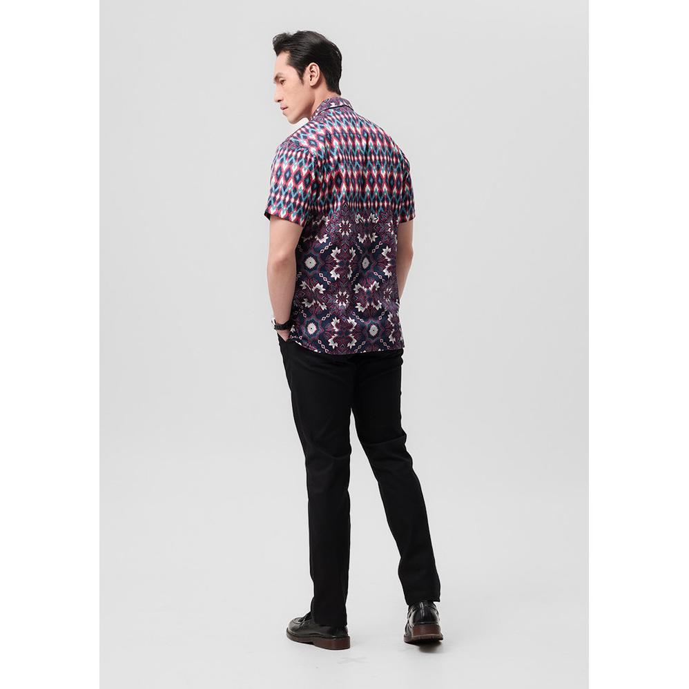 MANZONE - Kemeja Batik Lengan Pendek Modern Fit Tamasurya-  Maroon