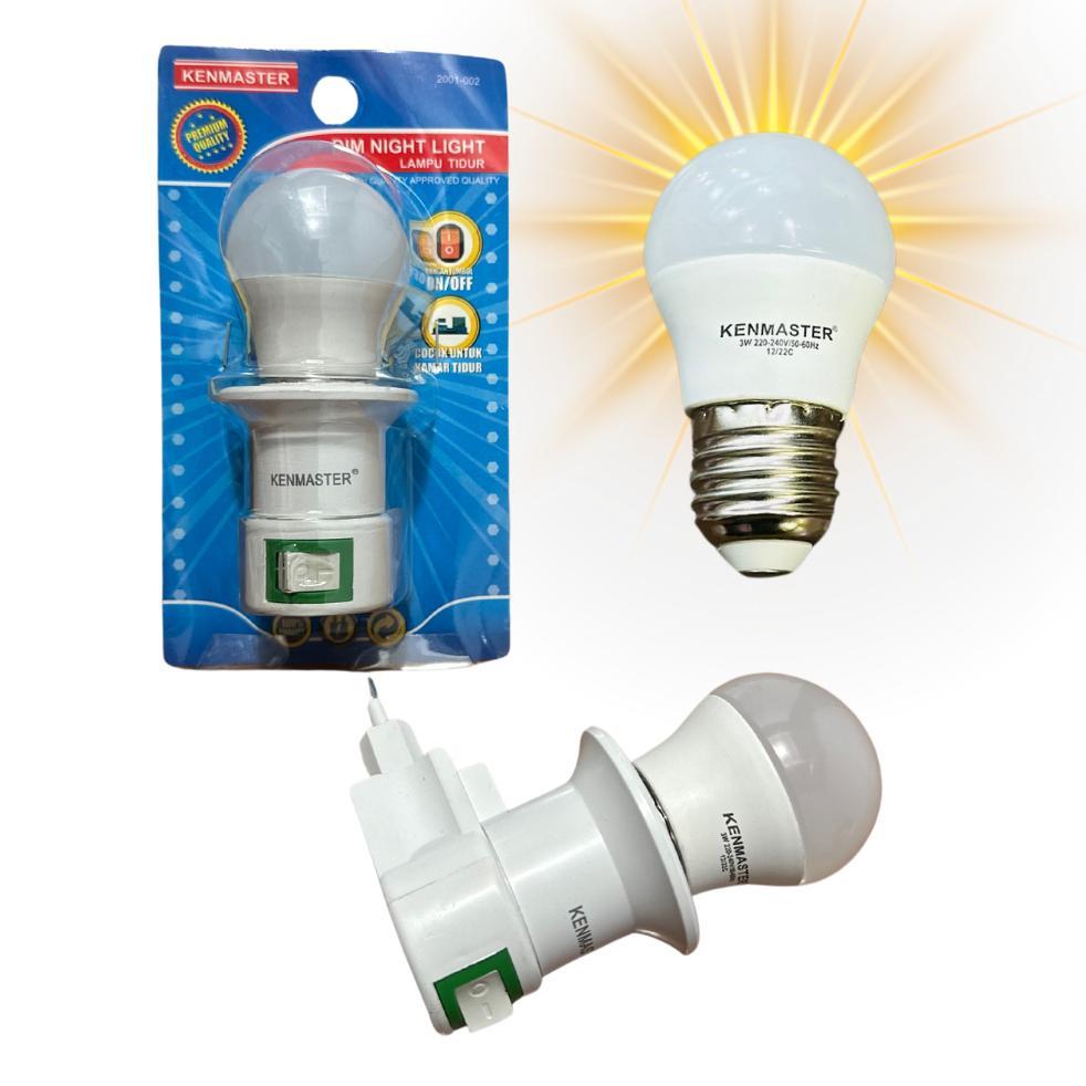 big sale lampu tidur dim night light colok dinding fitting dan lampu 3 watt kenmaster