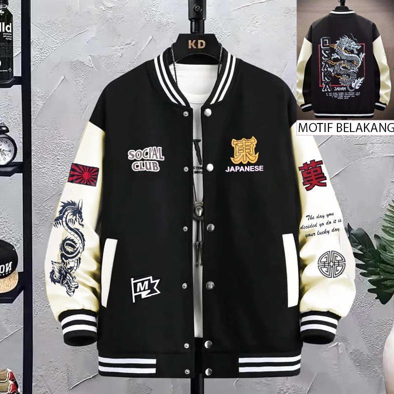 LIMITED JAKET BASEBALL VARSITY - JAKET VARSITY BASEBALL PRIA WANITA KAMIKAZE JEPANG FULLPRINT
