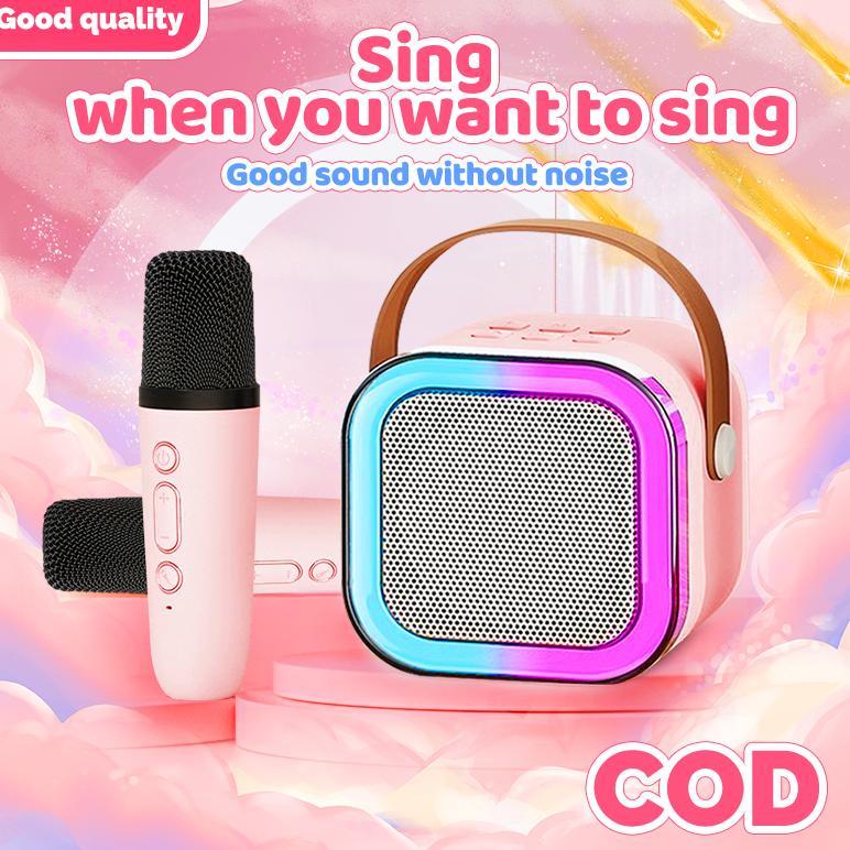 new product mini karoke speaker bluetooth 2 mic / mini karoke speaker bluetooth portabel penuh bass 