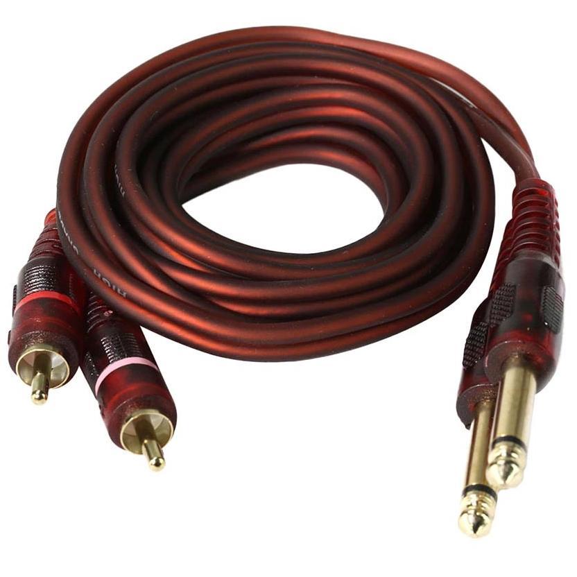 1.5M Kabel Dual Jack Akai 6.5 To 2 RCA Kabel Jack 2 RCA To 2 Akai Mono