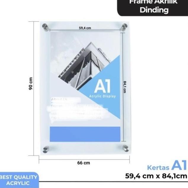 AKRILIK FRAME DISPLAY BINGKAI POSTER BERKUALITAS UKURAN A1 90x66cm 6 BAUT NM