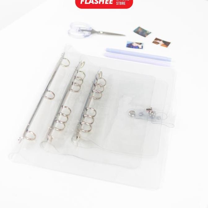 Flashee Binder PC Kpop Cello Binder Transparan A4 3 ring A5 6 ring A6 6 ring untuk Binder Plastik Ph