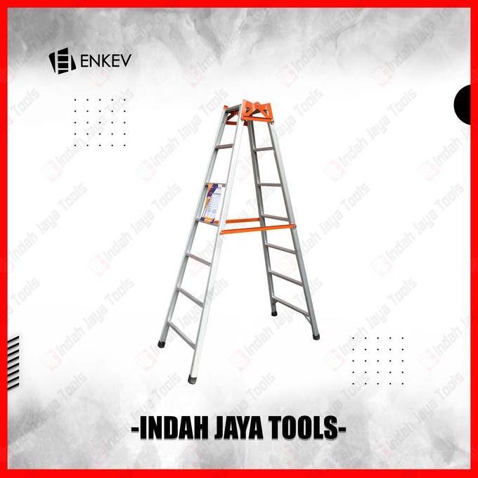 ENKEV Tangga ALUMUNIUM 8 Step 250 cm 2.5 M - Tangga Lipat Rumah Ladder Aluminium