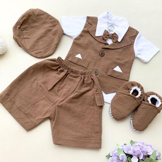 Quebeecloth Baju Bayi Laki Laki 0 6 Bulan Bayi Newborn Setelan Bayi Cowok Rompi Pesta Bayi Laki Laki