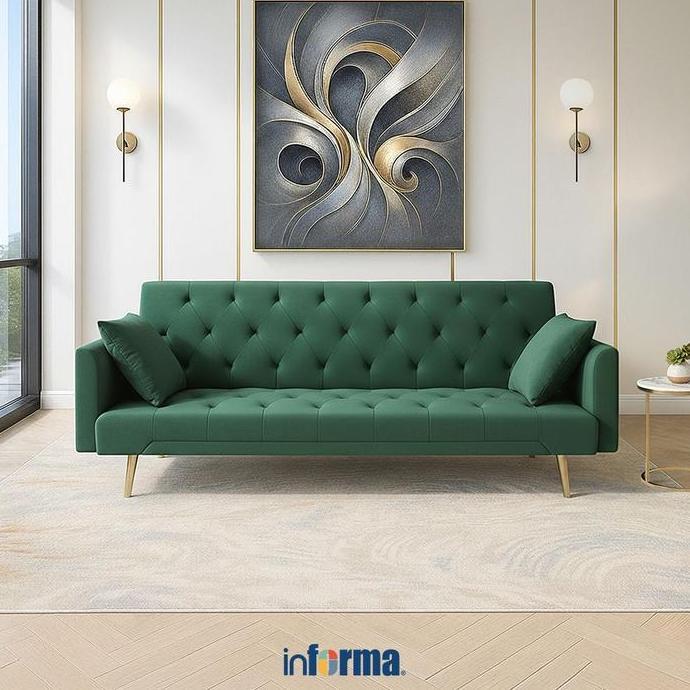 Informa Raya Sofa Bed Fabric Velvet - Hijau Sofa Lipat Tempat Tidur Lipat Sofa Minimalis Sofa Santai