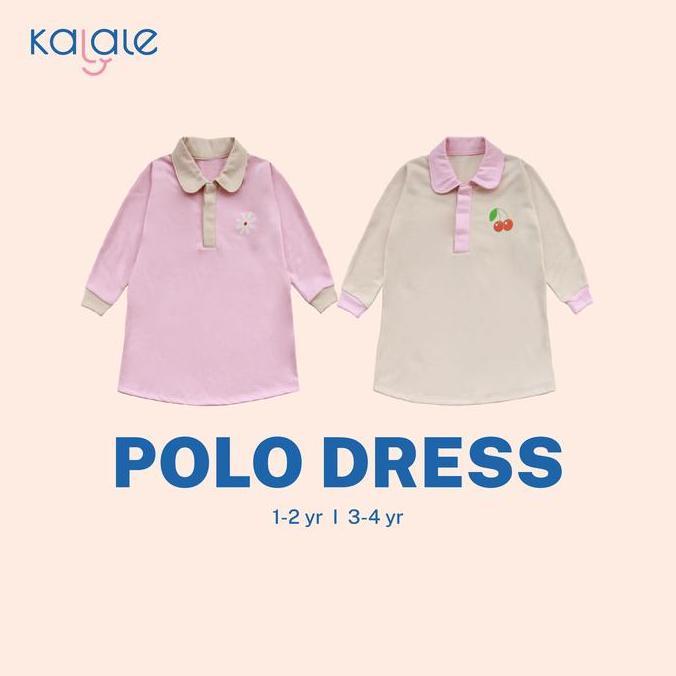 Kalale Long Sleeved Polo Dress (Sweater Kerah Lengan Panjang Anak Perempuan 1-4 Tahun) Bayi Katun Ce