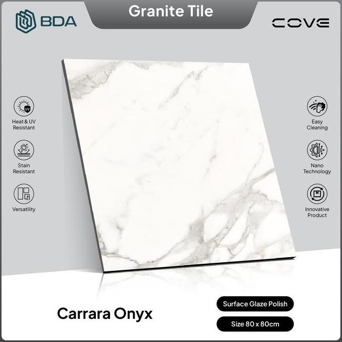 BDA Granite Tile Granit 80x80 Keramik Lantai Keramik Dinding Carrara Onyx